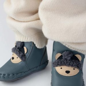 Donsje  încălțăminte pentru bebeluși din piele Junus Booties Polar Bear